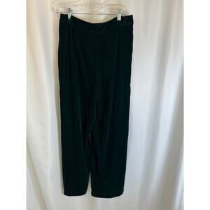 19 Cooper Velvet Wide Leg Pants Womens M Emerald Green Pleated Front High Rise